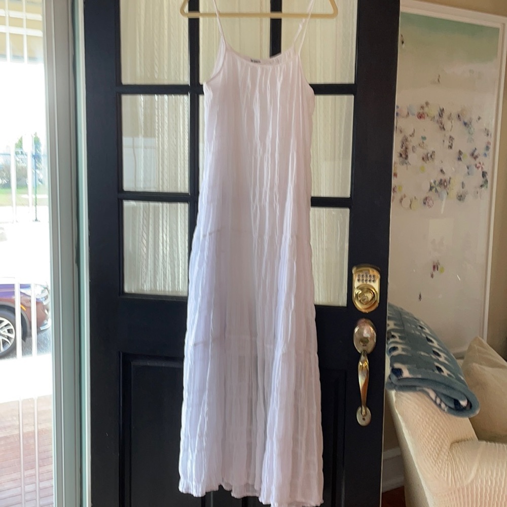 White flowing maxi dress.